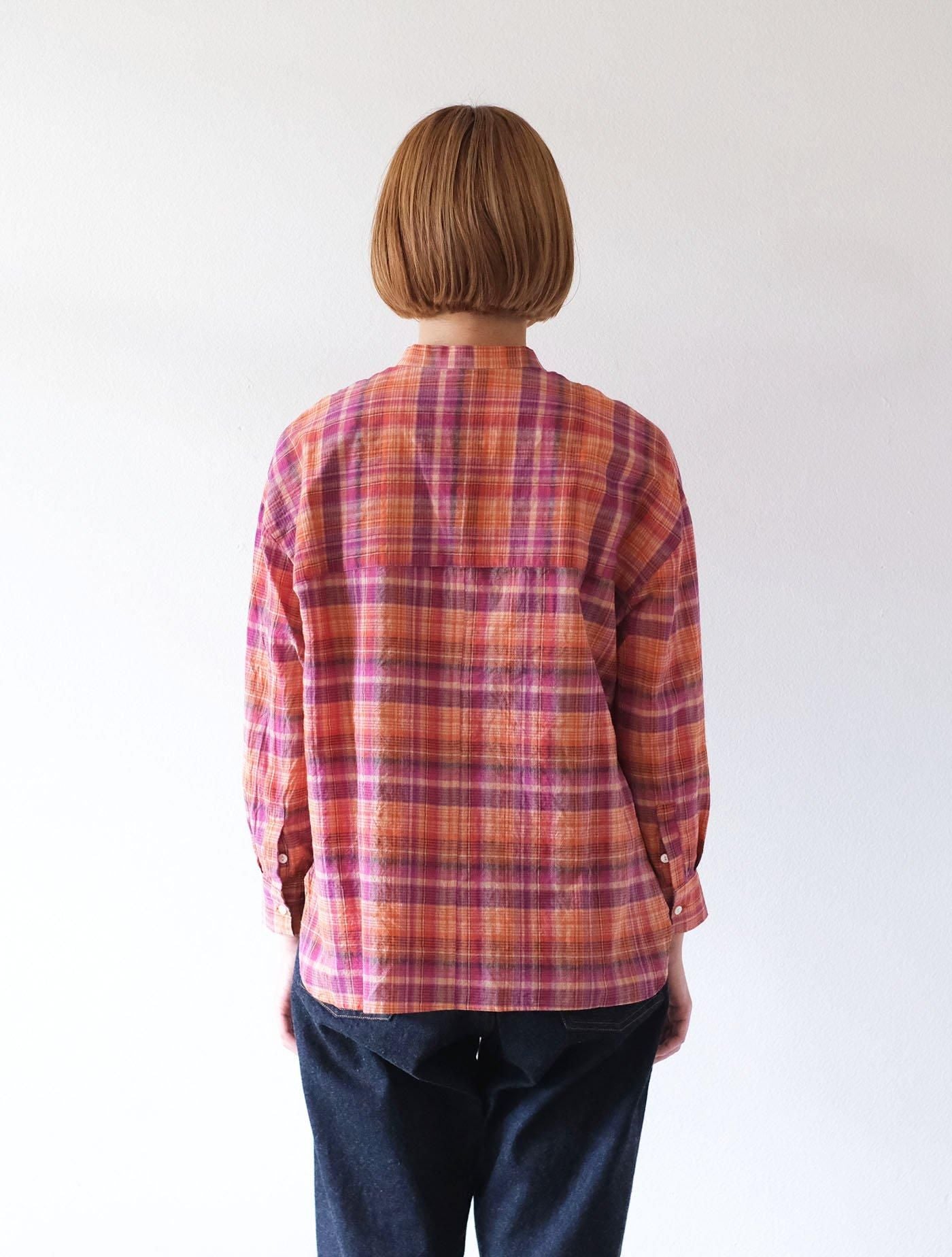 シャツ "flap shirt (madras check)" orange (Lim home)