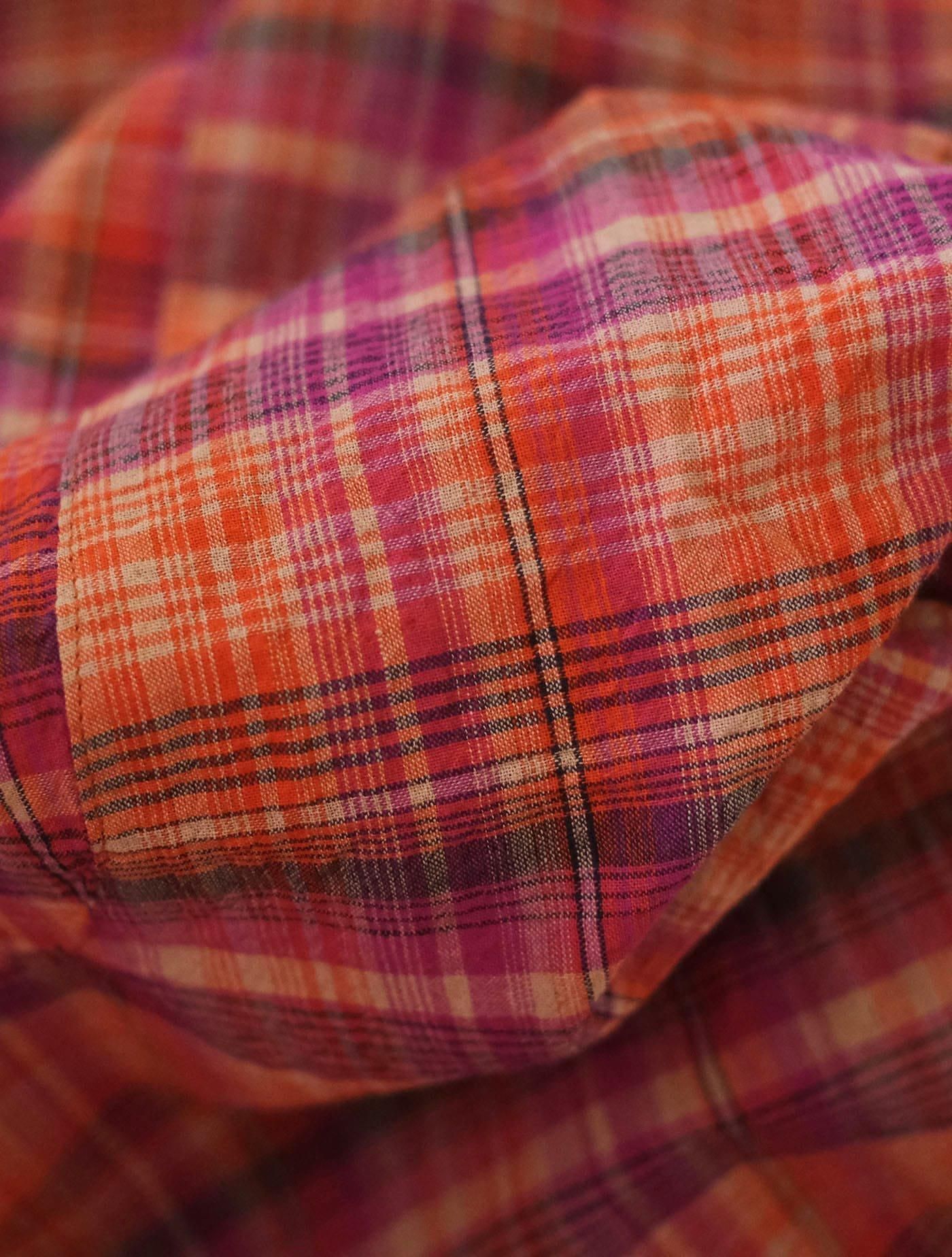シャツ "flap shirt (madras check)" orange (Lim home)