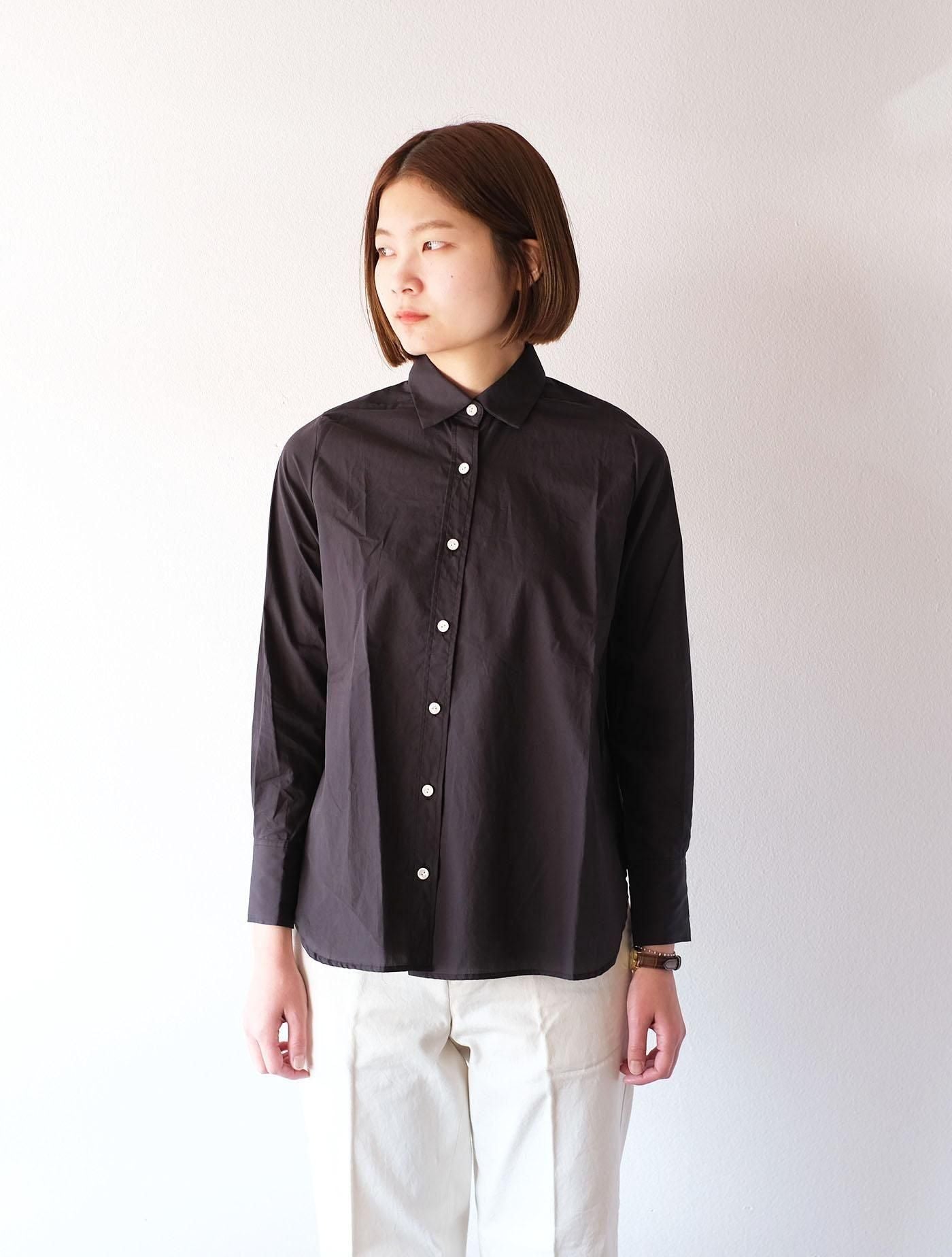 シャツ "jane (200/2 stripe)" black (Lim home)