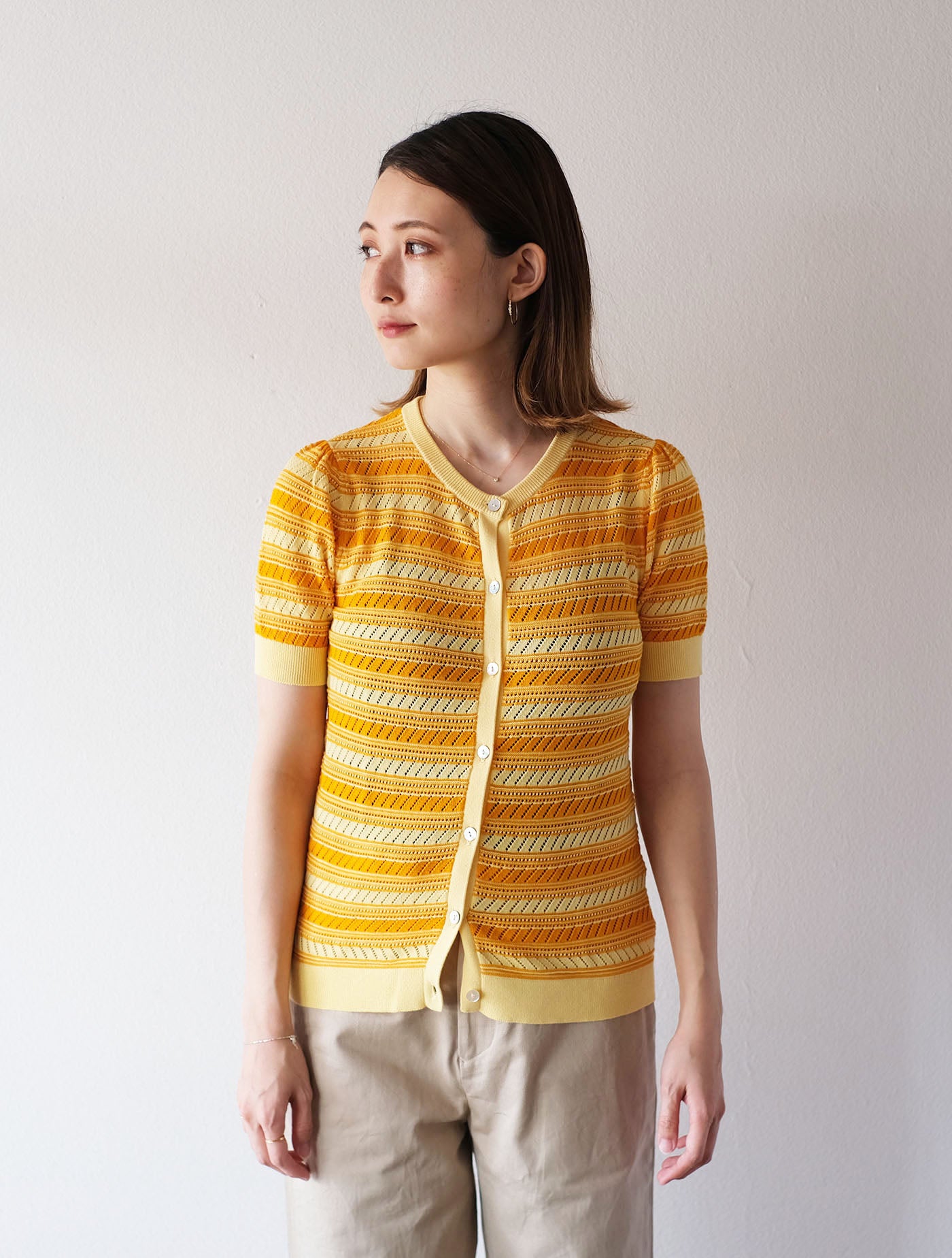 Pointelle Shirt vanilla×sunflower (FUB)