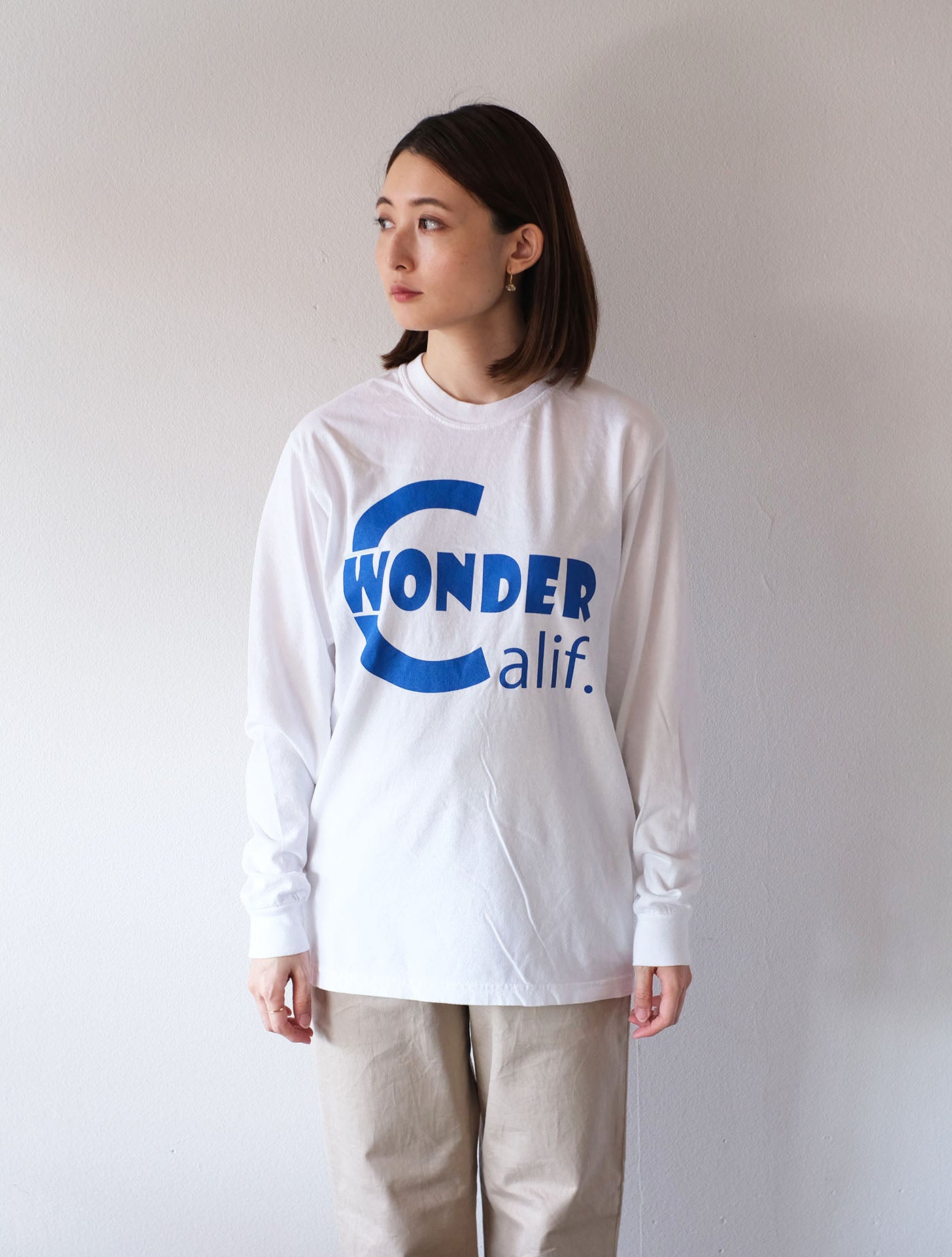 ガーメントダイ ロングスリーブT "WONDER Calif." White (THE DAY ON THE BEACH)