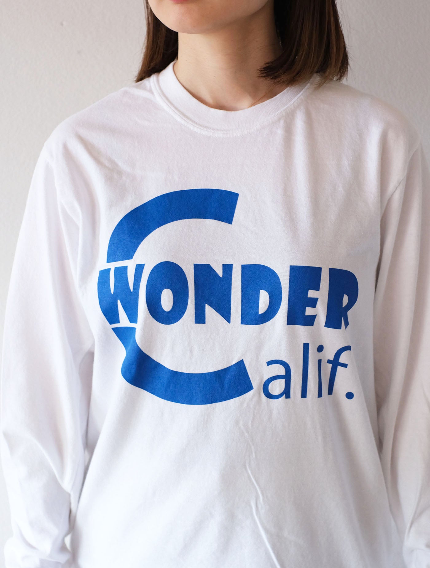 ガーメントダイ ロングスリーブT "WONDER Calif." White (THE DAY ON THE BEACH)