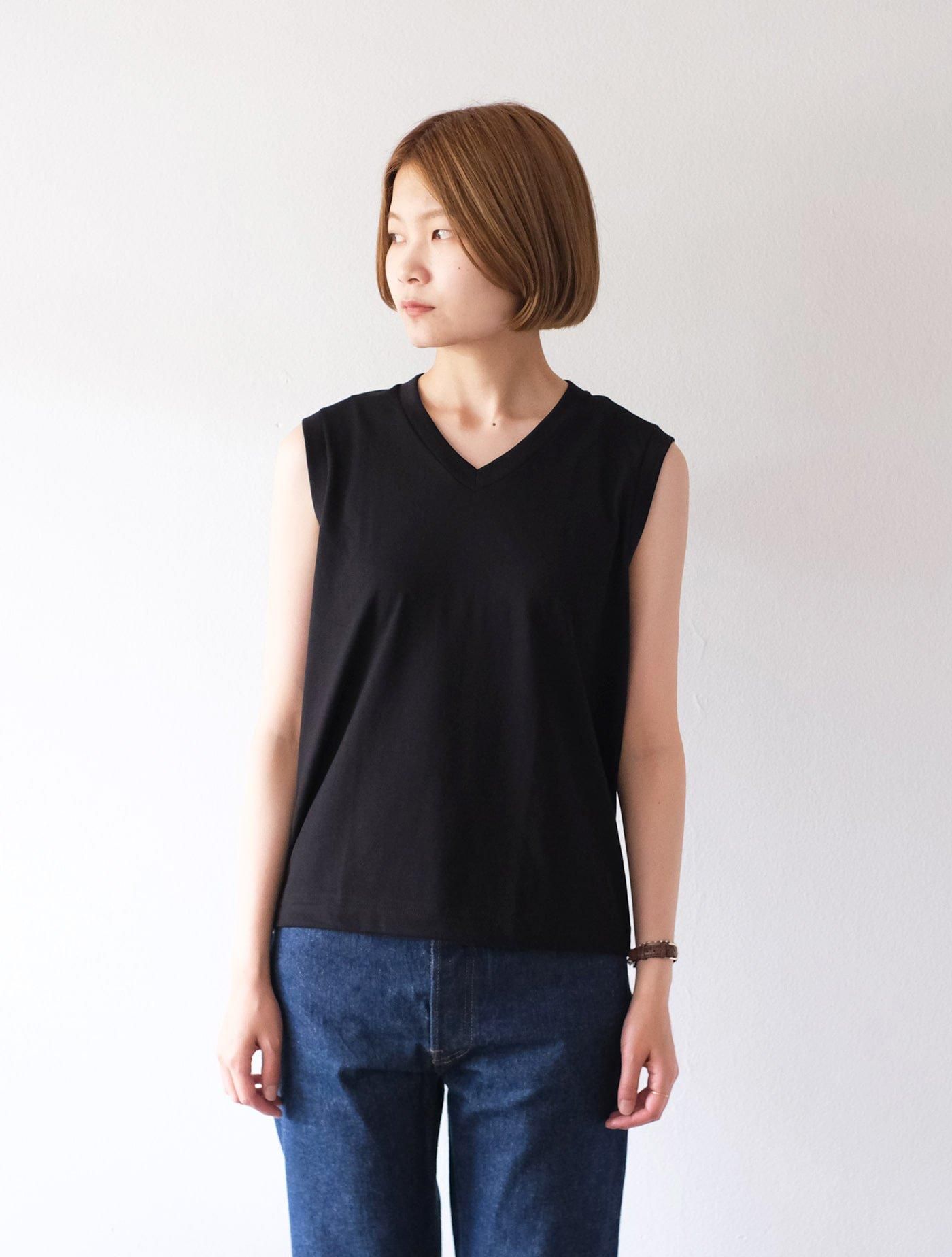 Vネック ノースリーブTシャツ "ACCIAIO" (gicipi)