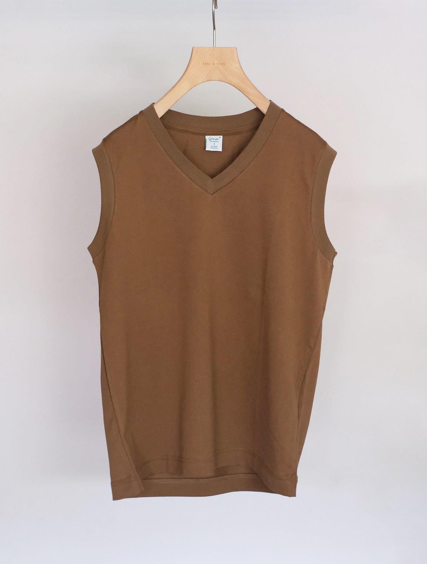 Vネック ノースリーブTシャツ "ACCIAIO" (gicipi)