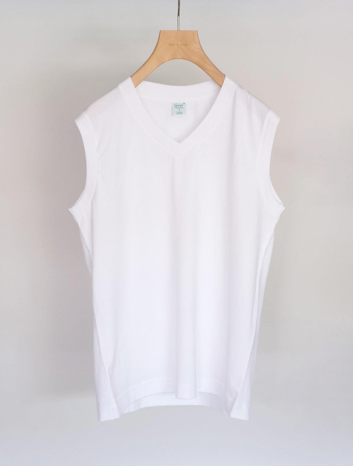Vネック ノースリーブTシャツ "ACCIAIO" (gicipi)