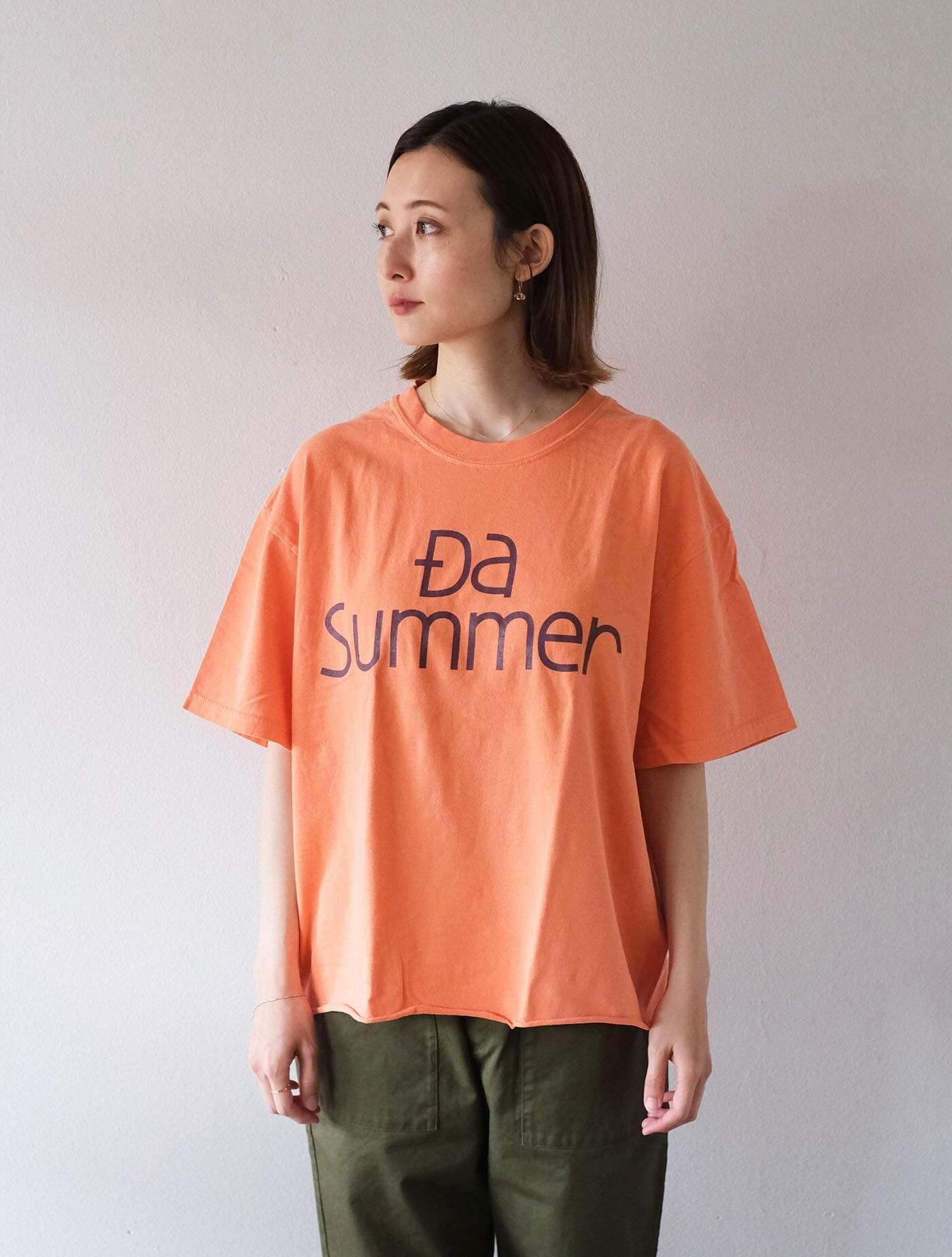 ガーメントダイ コンフォートカットオフT "Da Summer" Melon (THE DAY ON THE BEACH)