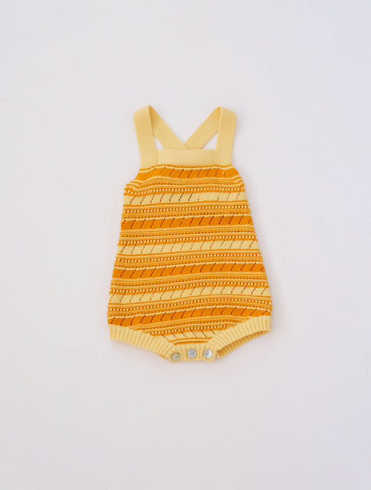 Baby Pointelle Romper  vanilla×sunflower (FUB)