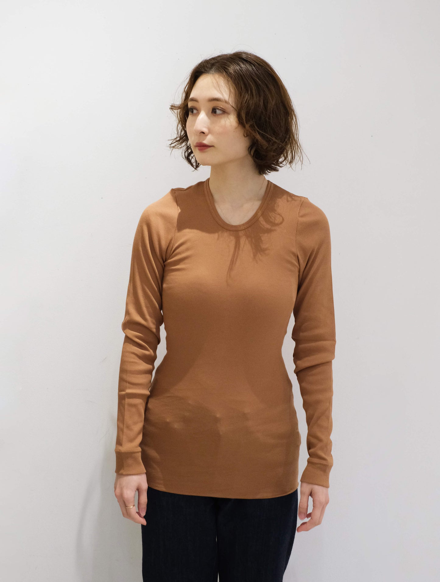 オーガニックコットンリブクルーネック ロンT (1dozen)