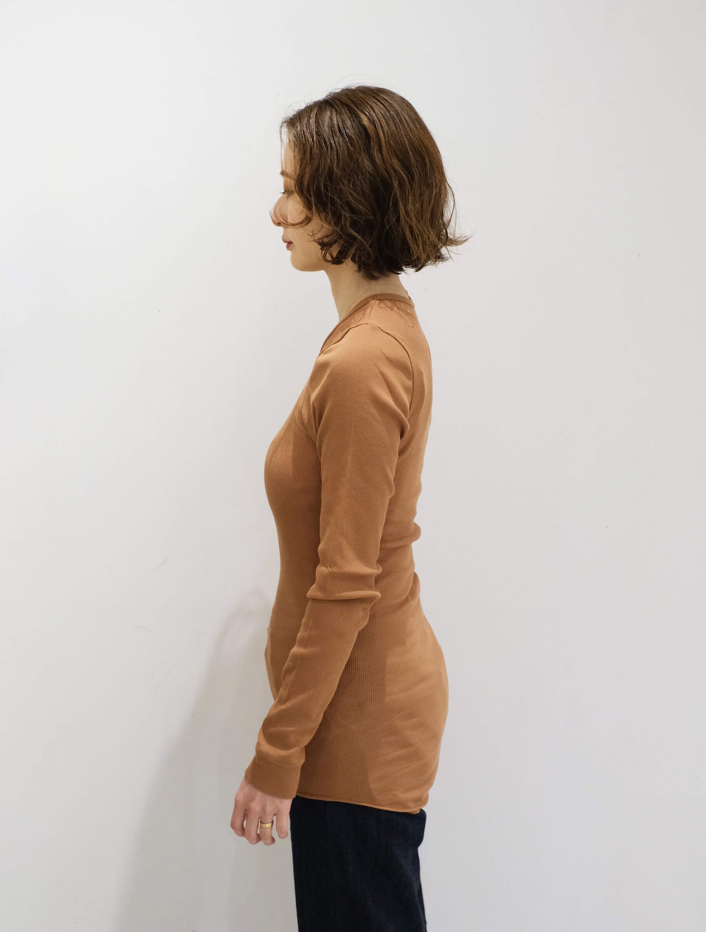 オーガニックコットンリブクルーネック ロンT (1dozen)