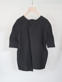 ribbed cotton twist front sweater  charcoal　