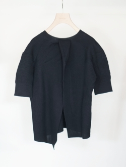 ribbed cotton twist front sweater  dark navy　のサムネイル
