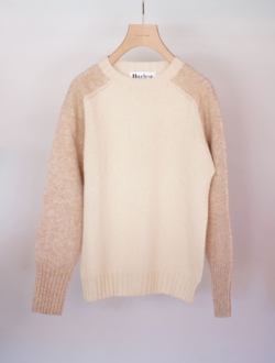 two tone crew neck knit  offwhite×beige　のサムネイル