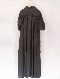 printed linen tuck dress  black　のサムネイル