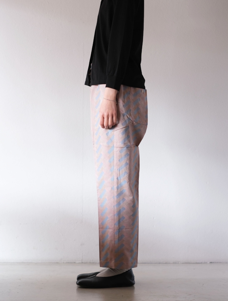 ambientejacquard drawstring pants pink beige |