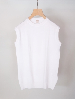 nosleeve knit sew "OPALE" white　