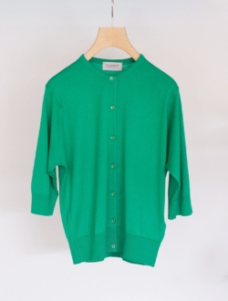 Crew neck 1/2 length sleeved Cardigan  GREEN FLARE　のサムネイル