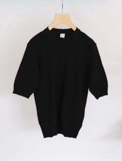 short sleeve cotton knit sew "ARGENTO" black　