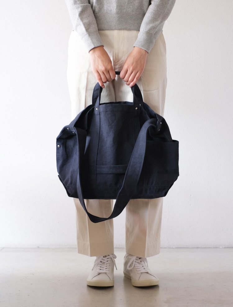 ambientecotton linen tool bag medium KUSAKI NAVY |