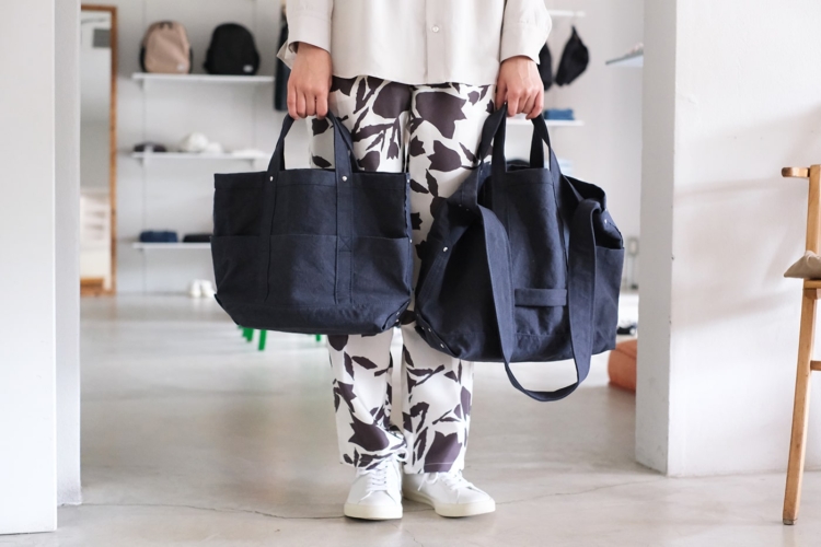 ambientecotton linen tool bag medium KUSAKI NAVY |