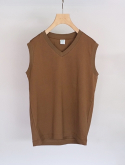 Vネック ノースリーブTシャツ “ACCIAIO” brownのサムネイル
