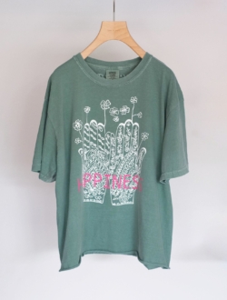 Garment Dyed Comfort Cutoff-T  "Happiness Hand" Green　