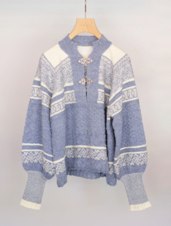 Foggy nordic knit blouse  Blue