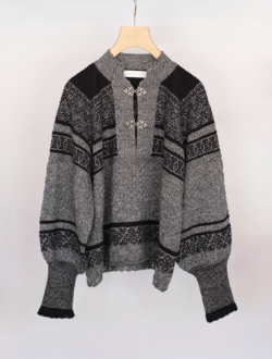 Foggy nordic knit blouse  Black