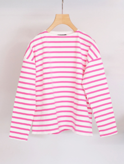 cutsew “drop shoulder boat neck L/S” white×pink　のサムネイル