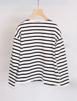 cutsew “drop shoulder boat neck L/S” white×black　のサムネイル